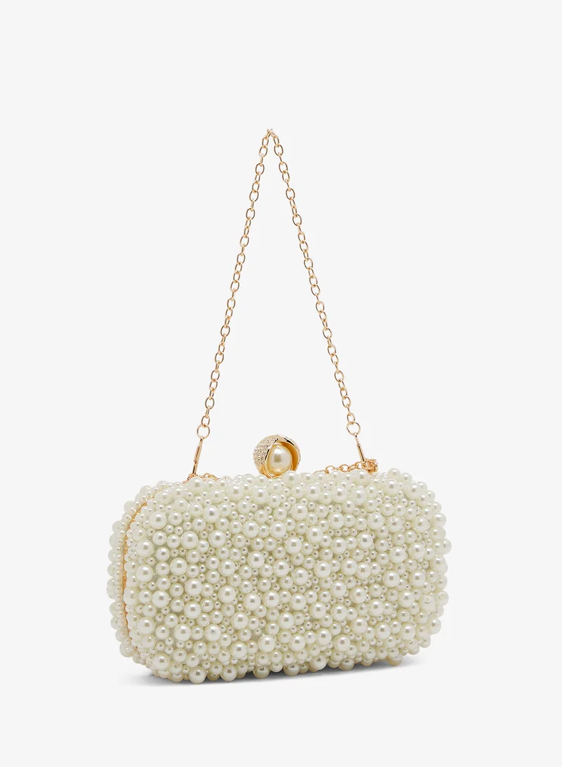 Ella Limited Edition pearl detailed embellished gold accent bag
